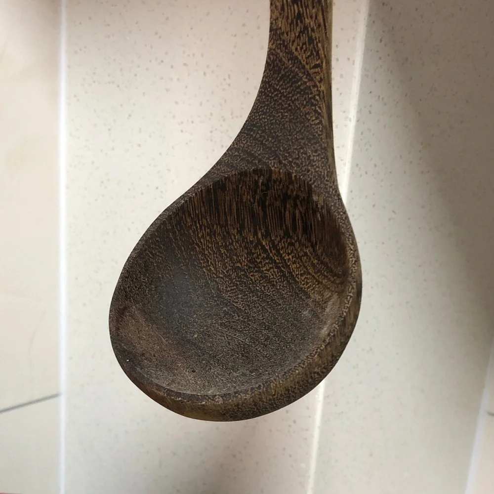 Wooden Kitchen Ladle – Dark Brown Wooden Spoon for Serving